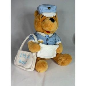 Winnie the Pooh It's A Baby Boy Birth Announcement Mail Carrier Plush Pooh Bear